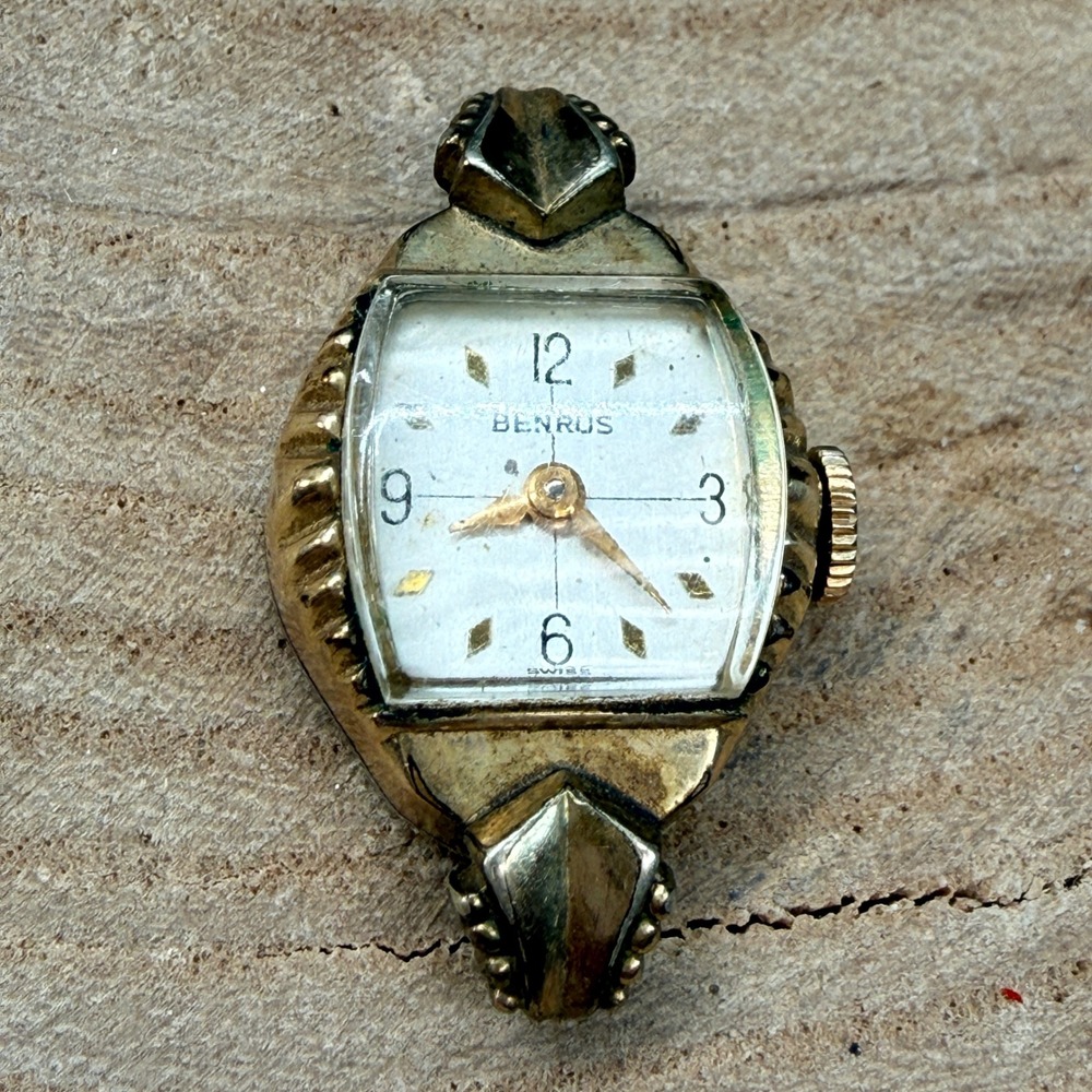 Vintage Benrus 10K RGP Bezel Watch Head 348002 Parts Repair Swiss